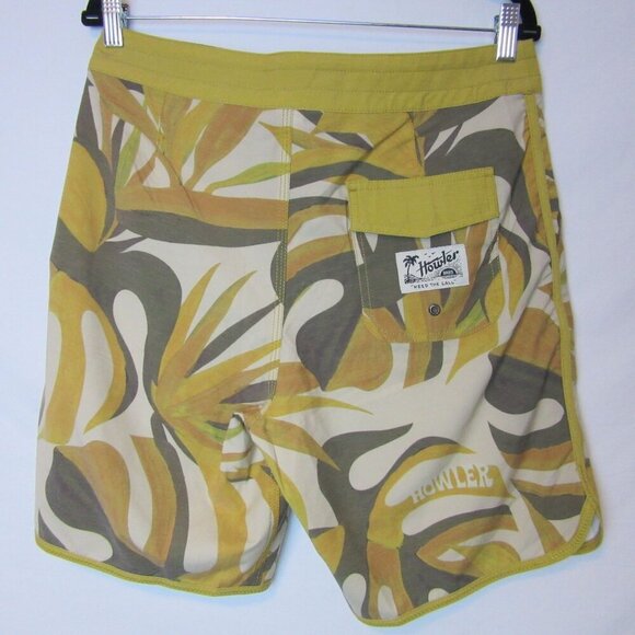 Howler Brothers Board Shorts Men's 32 Swim Trunks Yellow Orange Tropical - Picture 4 of 5